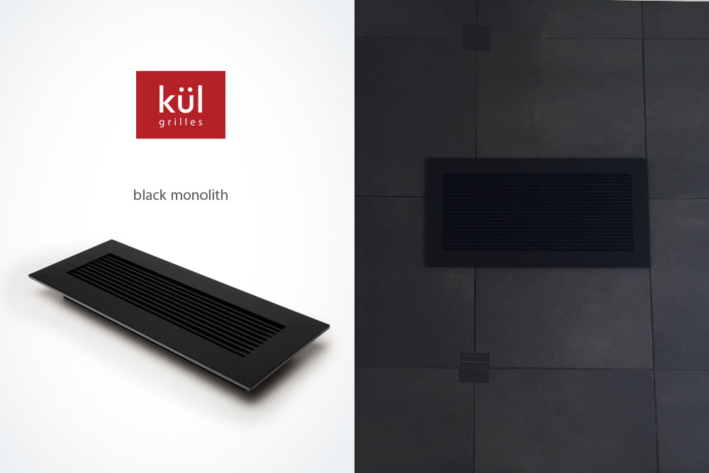 heat register black monolith finish wall grille on grey tile side by side by kulgrilles