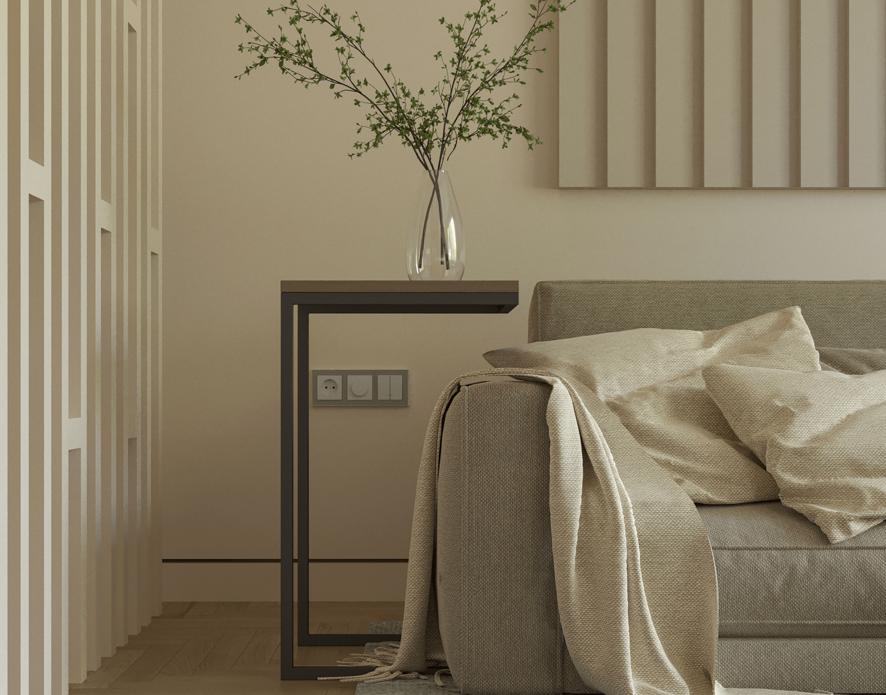 minimalist living room warm tones