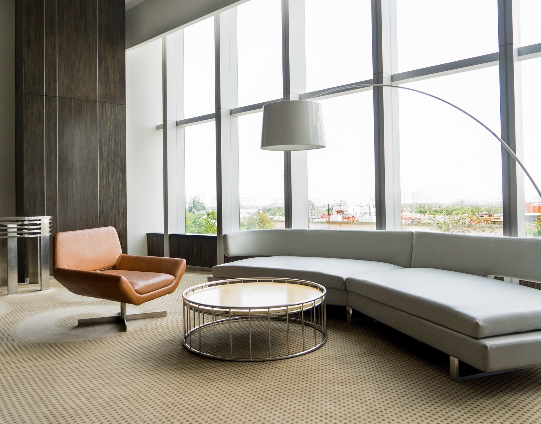 modern living room with large windows and natural light