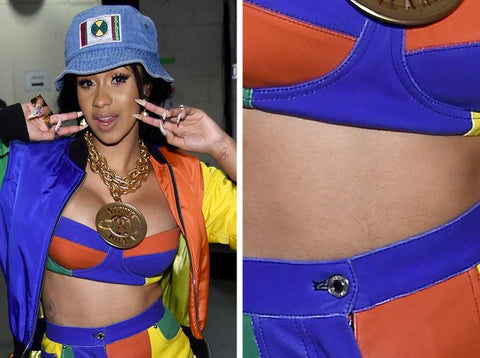 Celebrity with body hair - Cardi B with stomach hair showing - How to own body hair