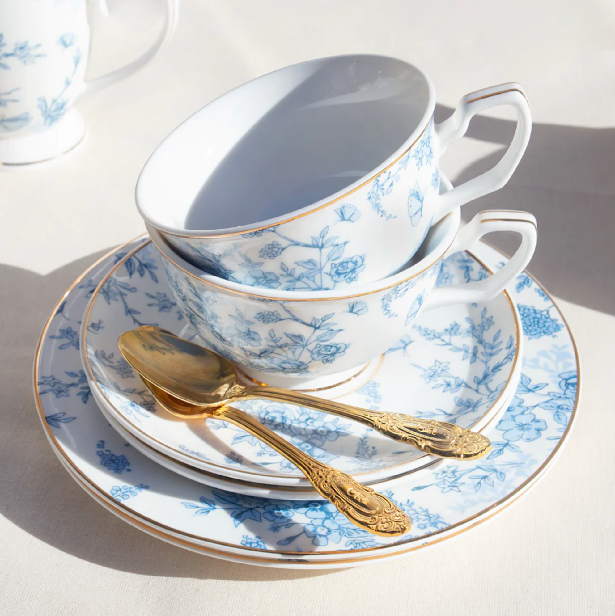 French Toile Teacup & Saucer