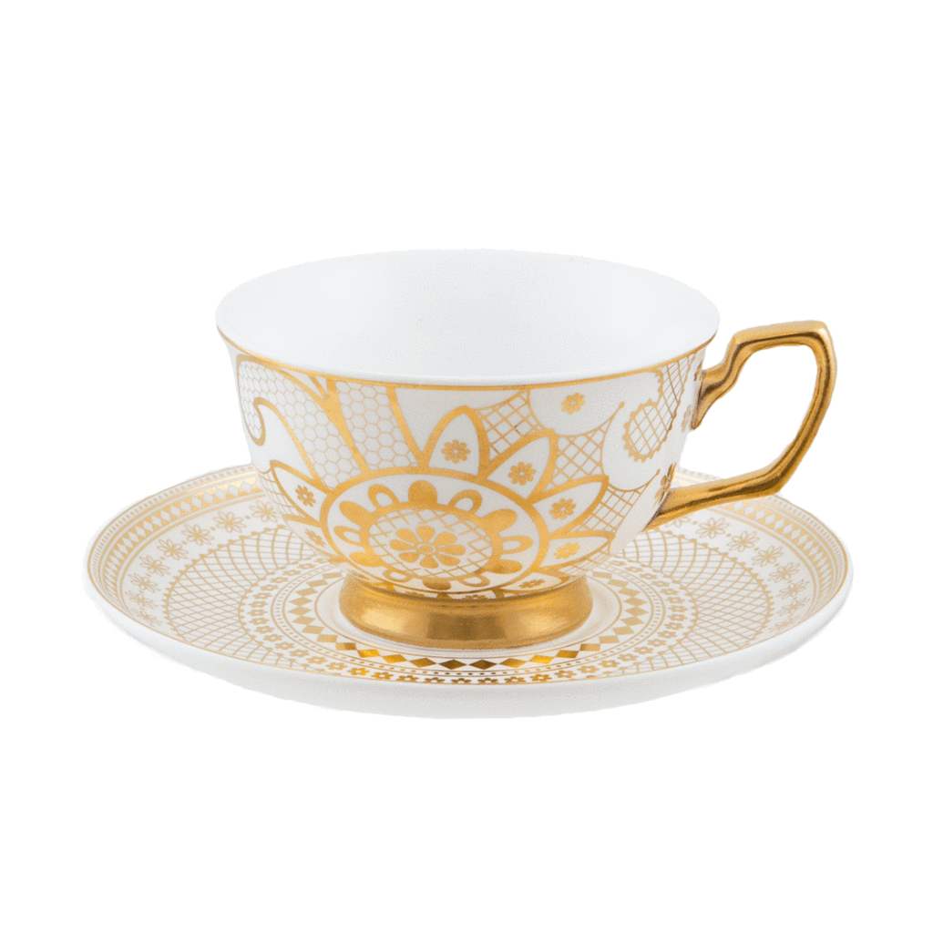 Cristina Re Georgia Lace Teacup and Saucer - Pearl