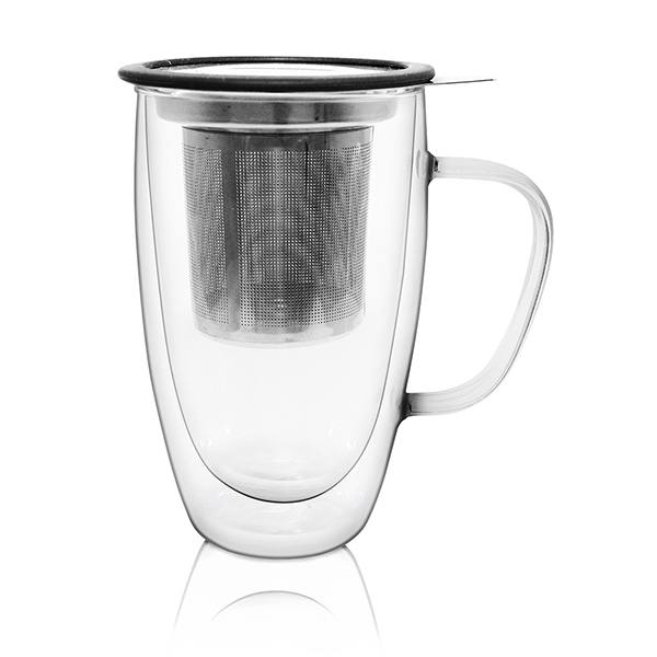 Double Wall Glass Infuser Mug - 450ml