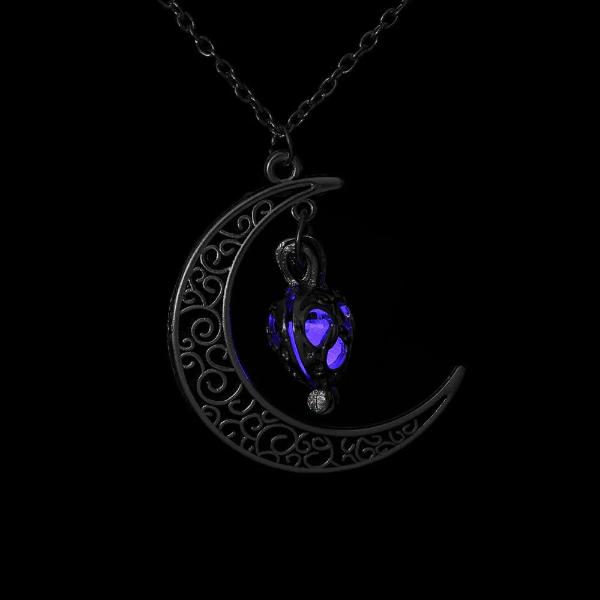 Crescent Sailor Half Moon Glow In The Dark Pendant Necklace