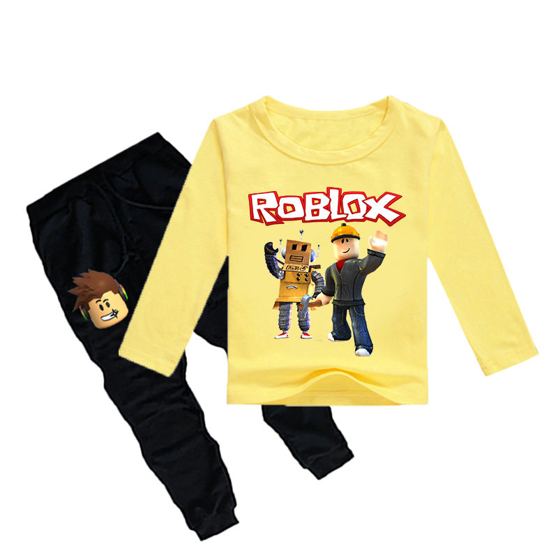 2019 Roblox T Shirt Trousers Leisure Round Collar Suit For Kids - fortn ite roblox children s t shirt boys t shirt clothing baby