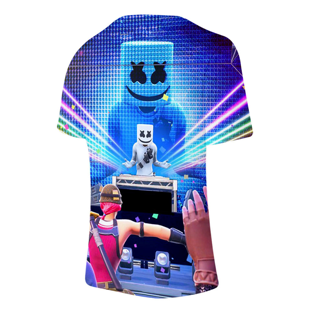 Fortnite Dj Marshmello 3d Print Short Sleeve Adult Kids T Shirt Sweats Prosholiday - marshmello dj light roblox