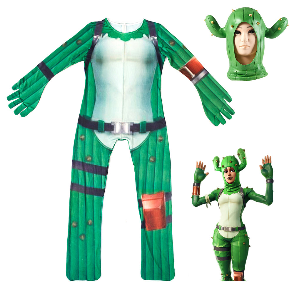 Kids Fortnite Prickly Patroller Jumpsuit Halloween Costume With Mask Prosholiday - fortnite cosplay sexy roblox character