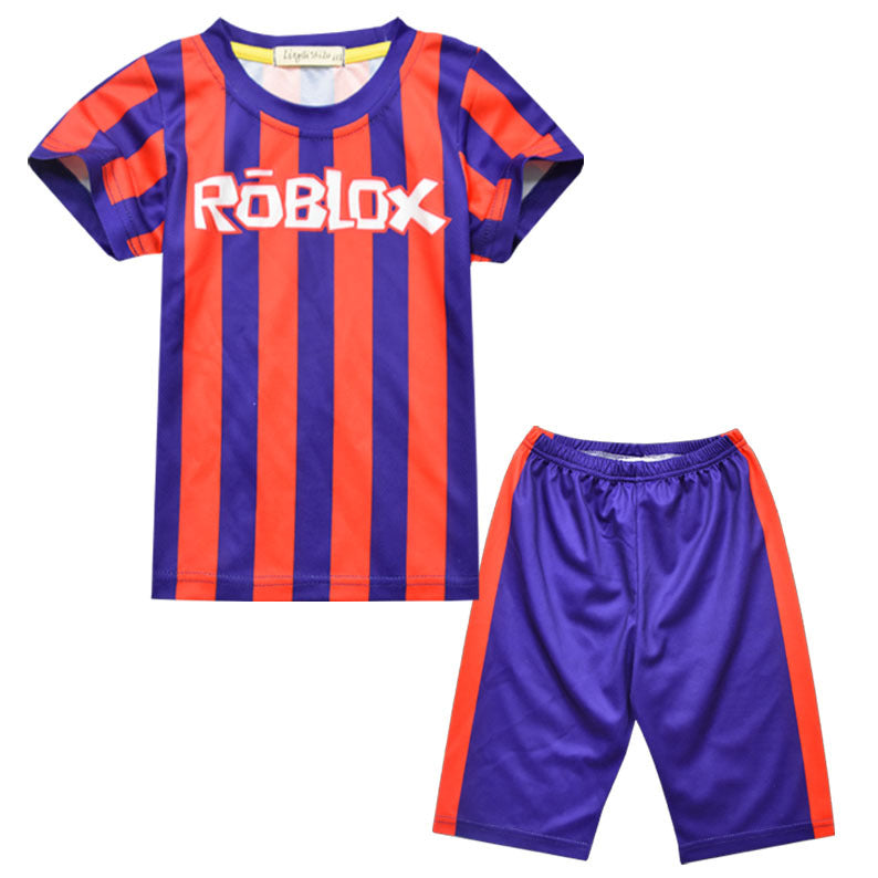 Roblox Football Suit Red And Blue Stripe Jersey And Shorts For Kids - load image into gallery viewer roblox football suit red and blue stripe jersey and shorts
