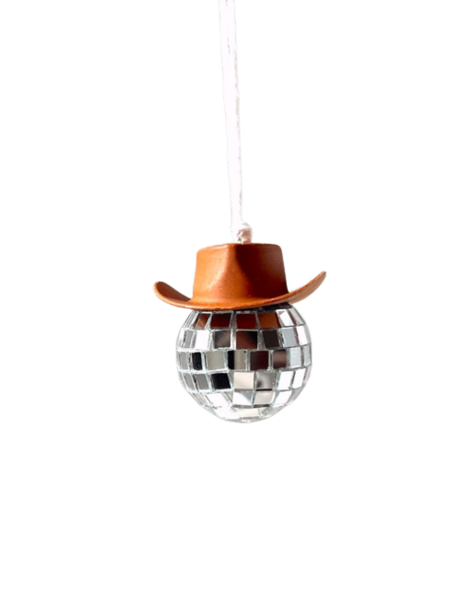 White Disco Ball Cowboy Hat Ornament – Vintage Cactus