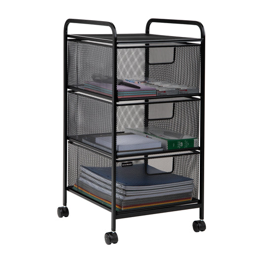 15-Drawer Steel 4-Wheeled Utility Rolling Cart Storage Organizer in Black