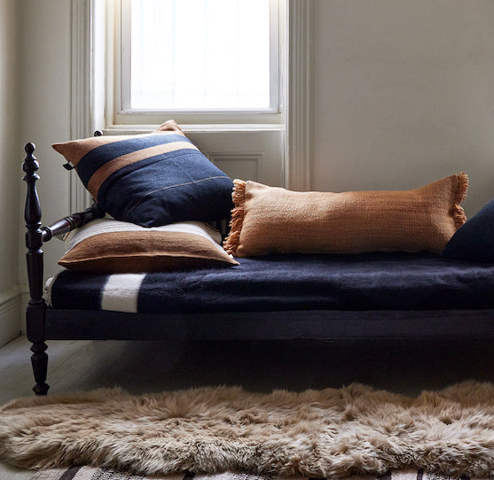 18” x 18” Tan Shearling Sheepskin Pillow by East Perry