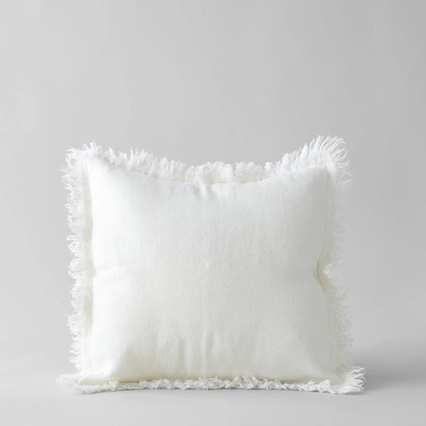 Fringe/raw edge flanged linen pillow with insert, handmade, small shop, —  Made on 23rd