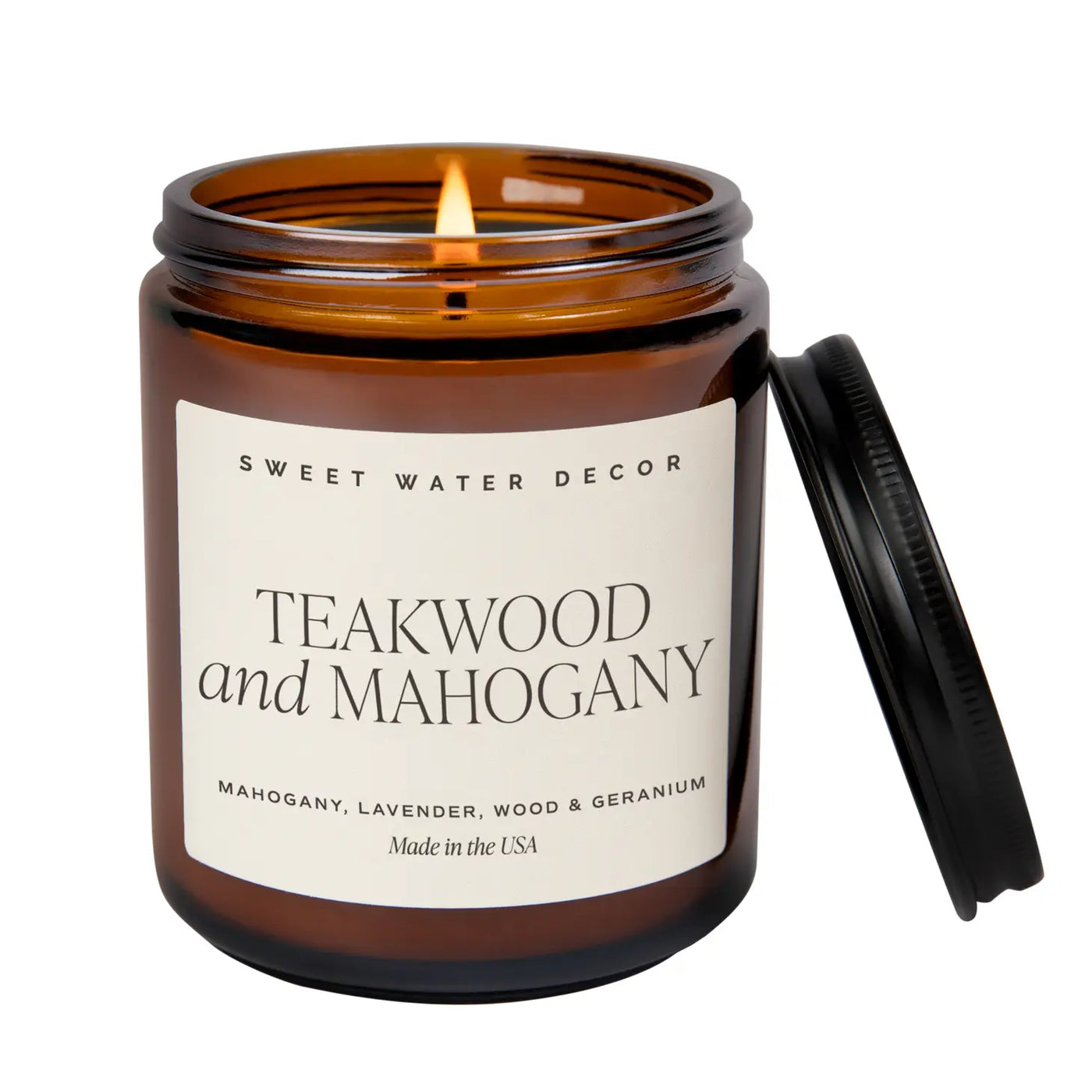 Teakwood & Mahogany Soy Candle - Amber Jar