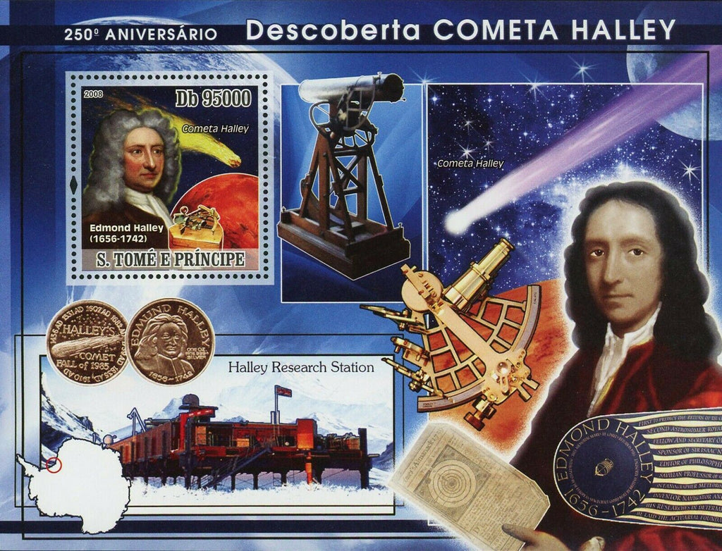 Discovery of Halley Comet Stamp Edmond Halley Space S/S MNH #3340 / Bl – Meditative Philately