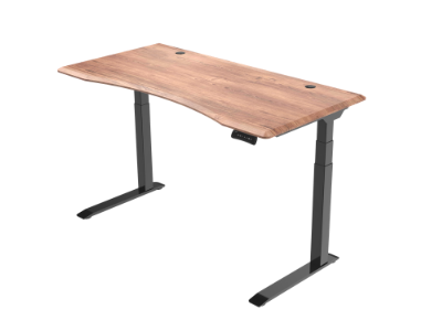 Unsit Standing Desk - empty with black frame and teak top