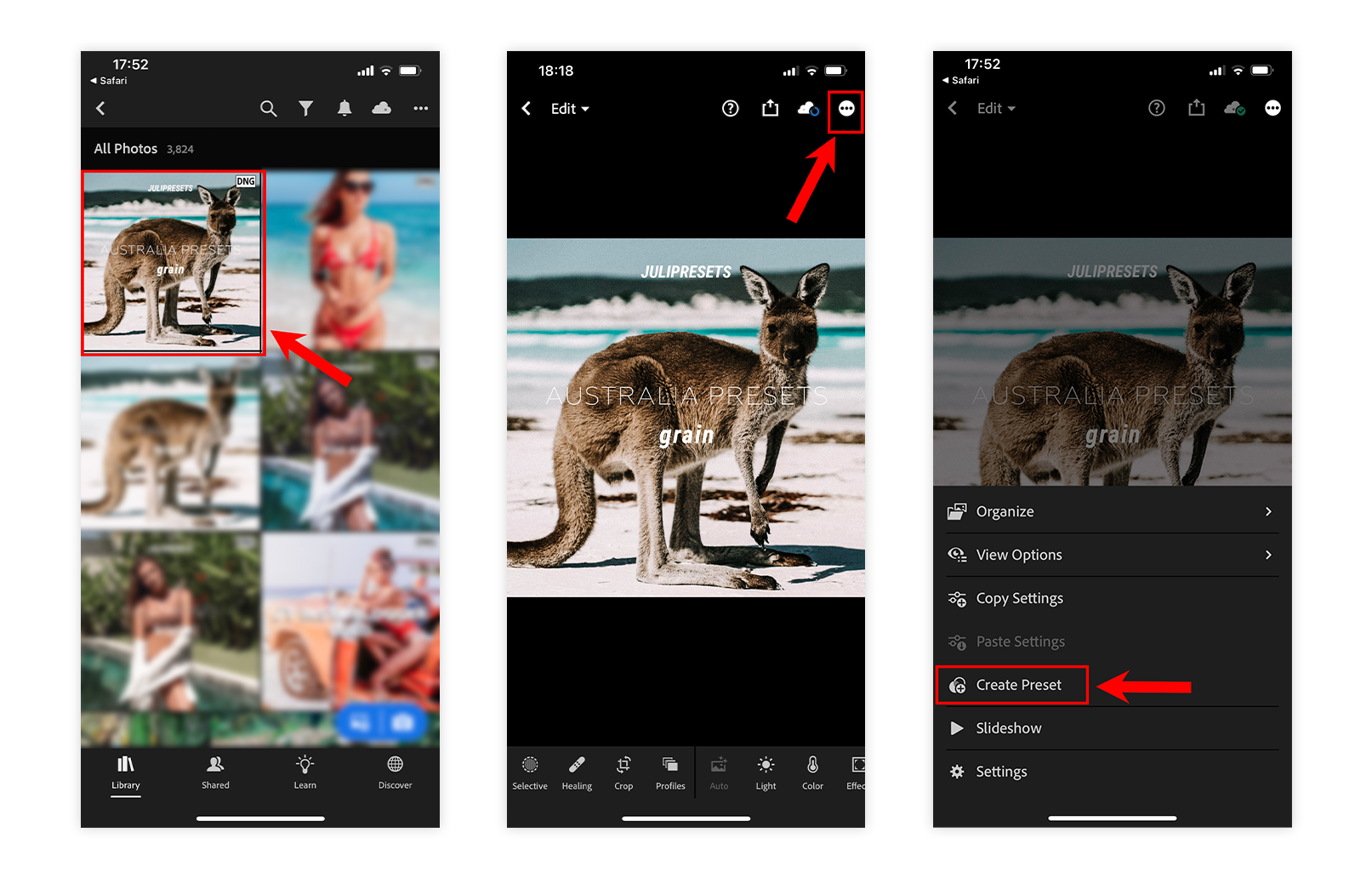 Create presets in Lightroom mobile