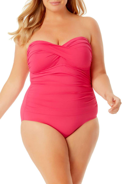 Twist Front Shirred One Piece