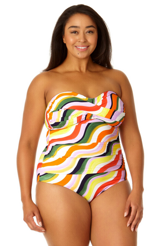 Plus Size Belted Square Neck One Piece Swimsuit - Anne Cole Plus