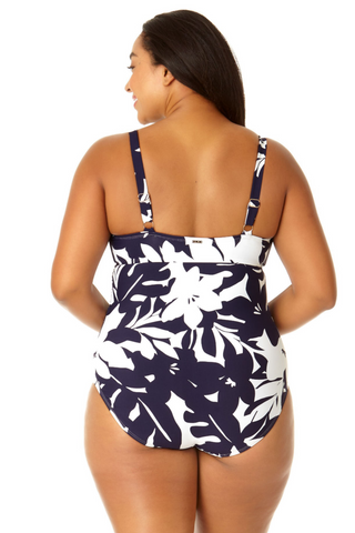 Anne Cole Plus Size Polynesian Printed Twist-Front Strapless One-Piece  Swimsuit - Macy's