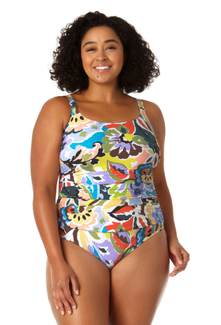 Plus Size V-Wire One Piece Swimsuit in Jungle - Anne Cole Plus