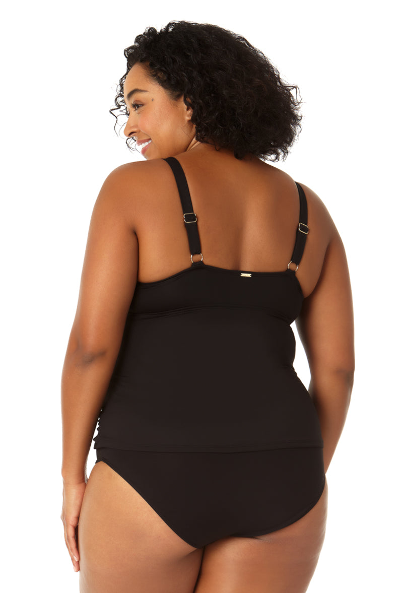 Anne Cole Plus Womens Twist Front Underwire Tankini Swim Top 0781