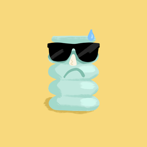 Illustration of Ohnut wearing sunglasses and sunscreen