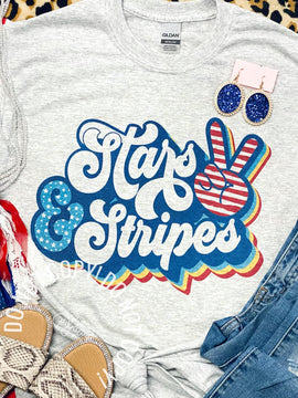 Stars & Stripes Retro Grey Tee