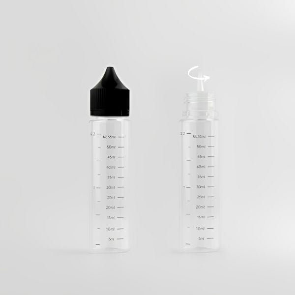 Fiole 60ml graduée avec logo, bouteille graduée pour DIY et e liquide
