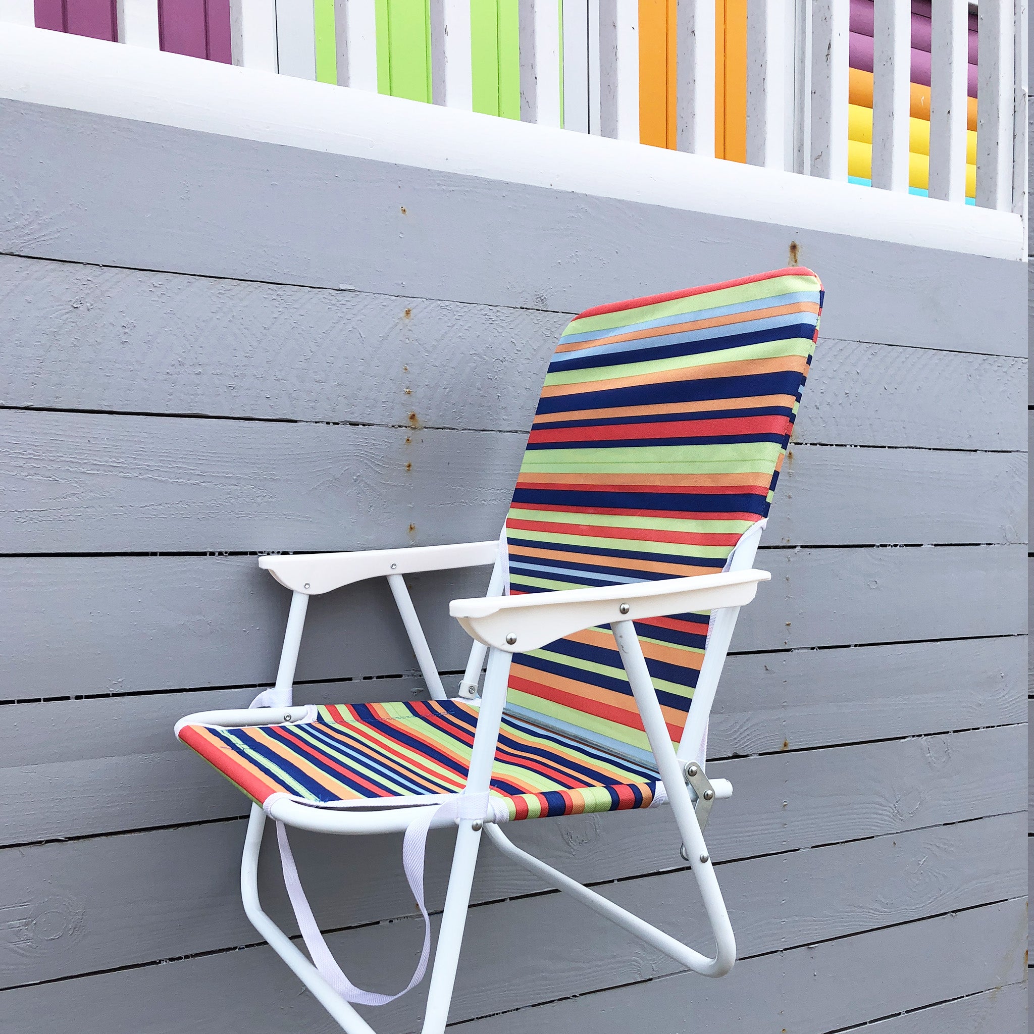 Stripe Low Folding Beach Chair Georges Whitstable