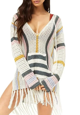 drug rug beach coverup baja hoodie knit crochet