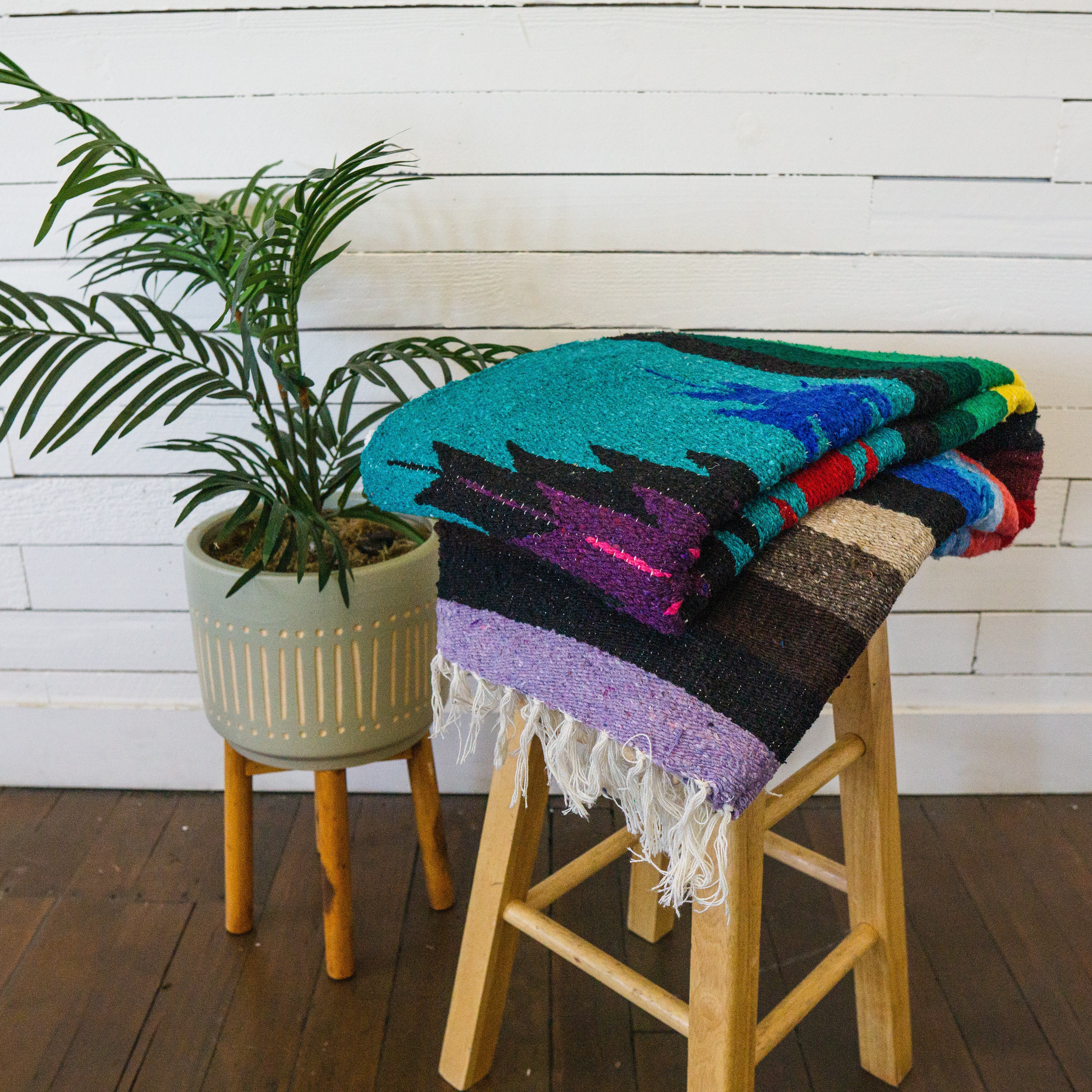 Vibrant Teal Diamond - Mexican Blanket