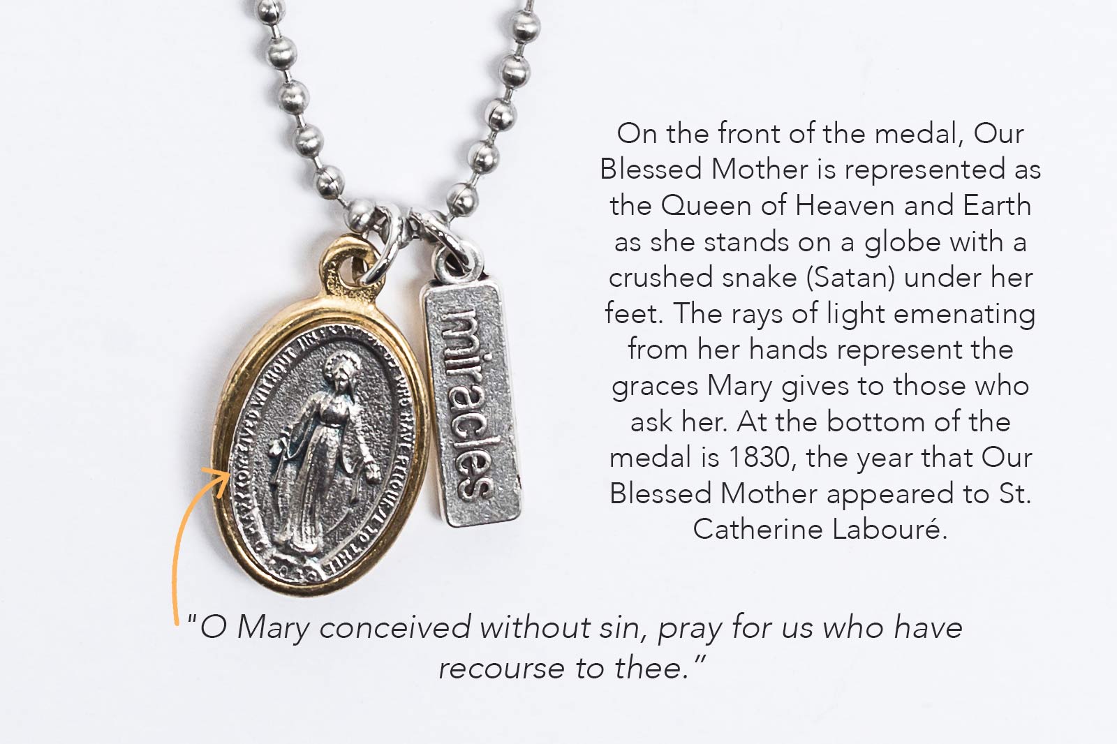 Miraculous Medal Front of Medal diagram