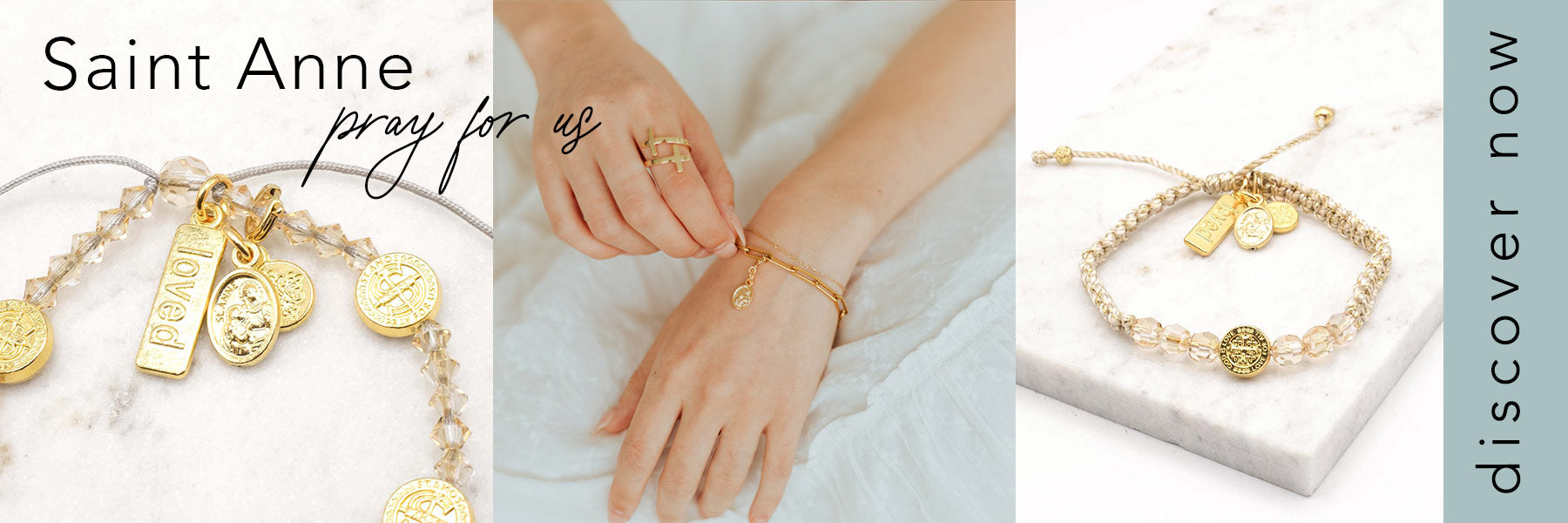 St. Anne charm in gold tone on bracelets