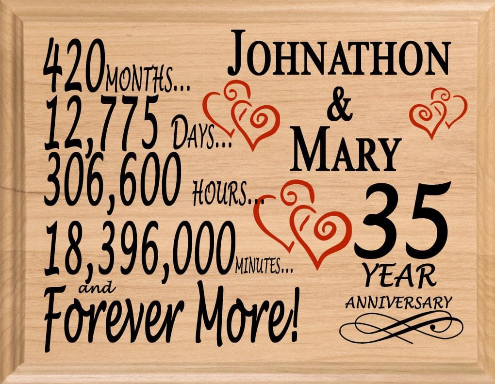  35  Year  Anniversary  Gift  Sign Personalized 35th Wedding  