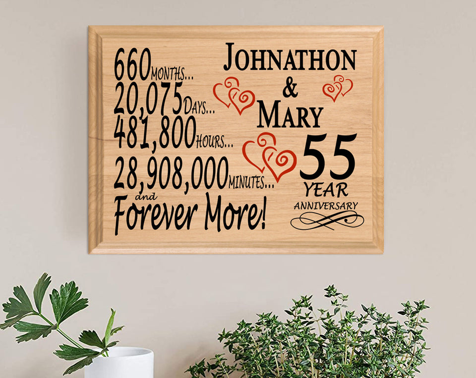 55th Anniversary Gift Sign Personalized 55 Year Wedding Anniversary