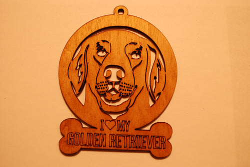GOLDEN RETRIEVER LASER CUT Dog Ornament
