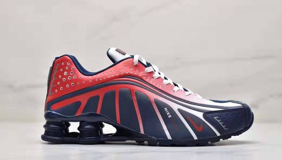 nike shox red white blue