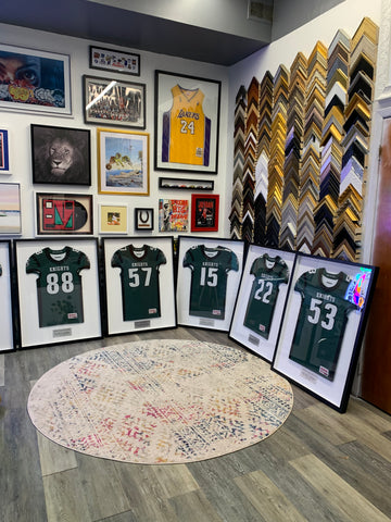 DIY Framed Jersey  Framed jersey, Man cave home bar, Football bedroom