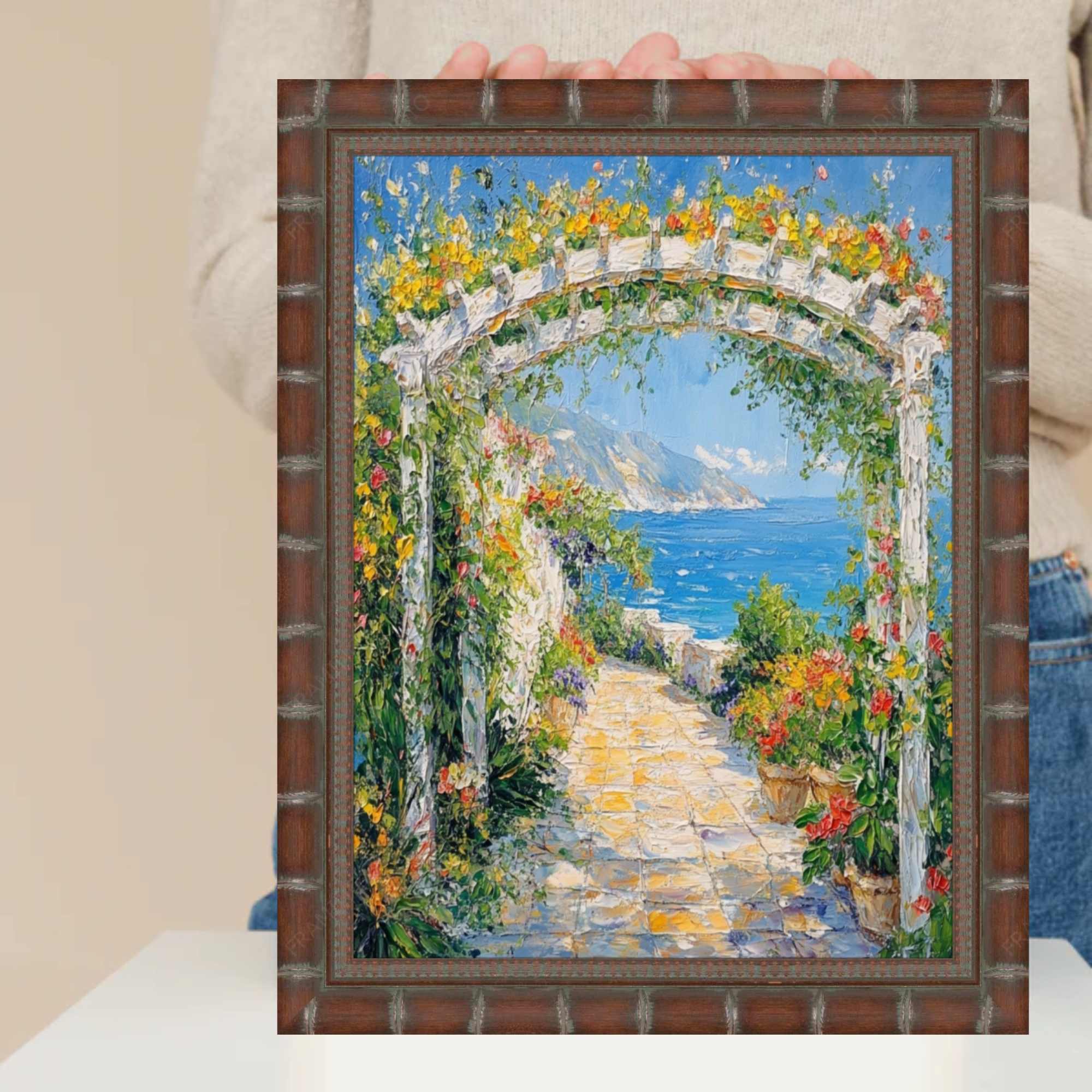 Boho Dark Brown Bamboo Picture Frame 16x16 frame
