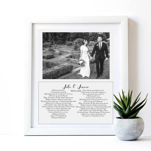 Anniversary gift personalized framed photograph first dance song lyric - Modern Memory Design Picture frames - New Jersey Frame shop custom framing