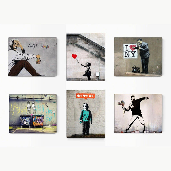 Banksy Graffiti street art collection set of 6 - Modern Memory Design Picture frames - New Jersey Frame shop custom framing