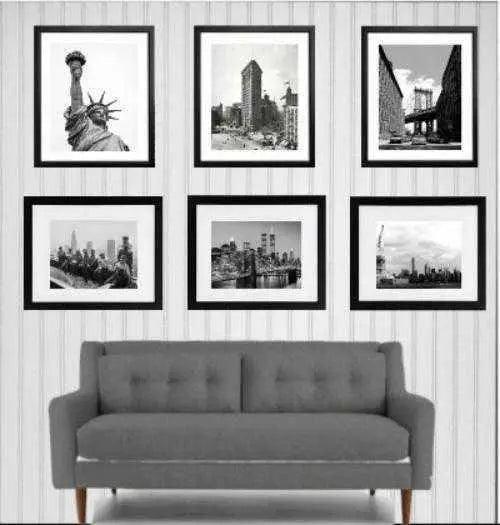 Black and white New York City framed Art set of 6 - Modern Memory Design Picture frames - New Jersey Frame shop custom framing