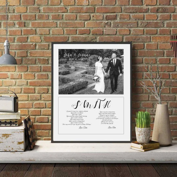 Custom Anniversary Song lyrics art print framed