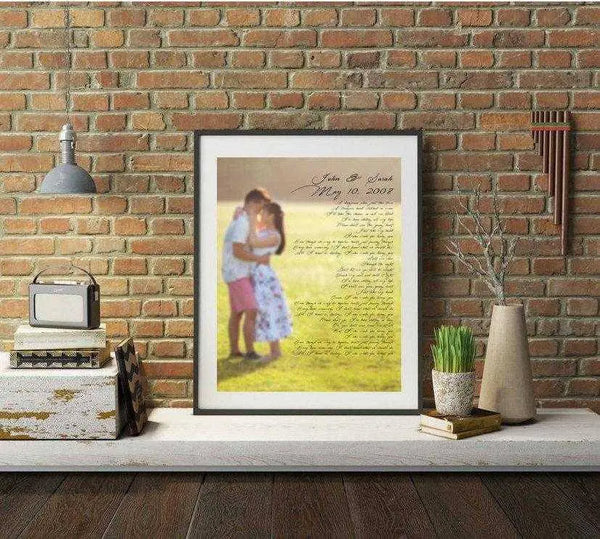 Wedding anniversary gift vows or song lyrics Framed or canvas