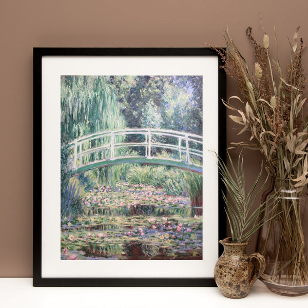 Claude Monet Water Lily Pond Japanese Bridge Classic Art Canvas Frame