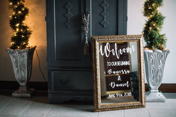 Wedding Welcome Sign Mirror Custom Text Design 20x30inch