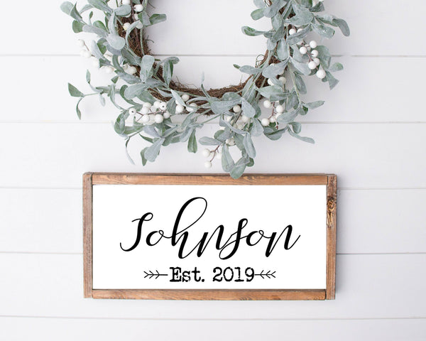 Wood family name sign family established year home décor