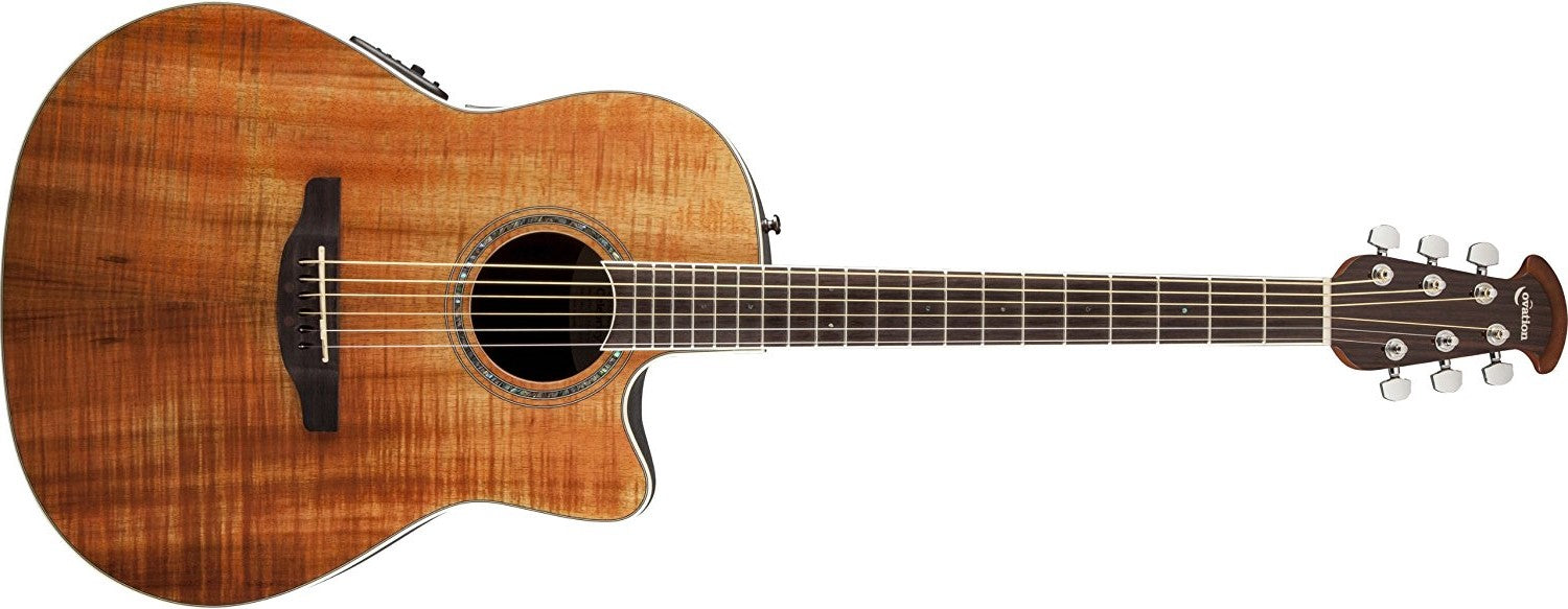 Ovation Celebrity Elite Plus Mid-Depth Cutaway, Figured Koa CE44P