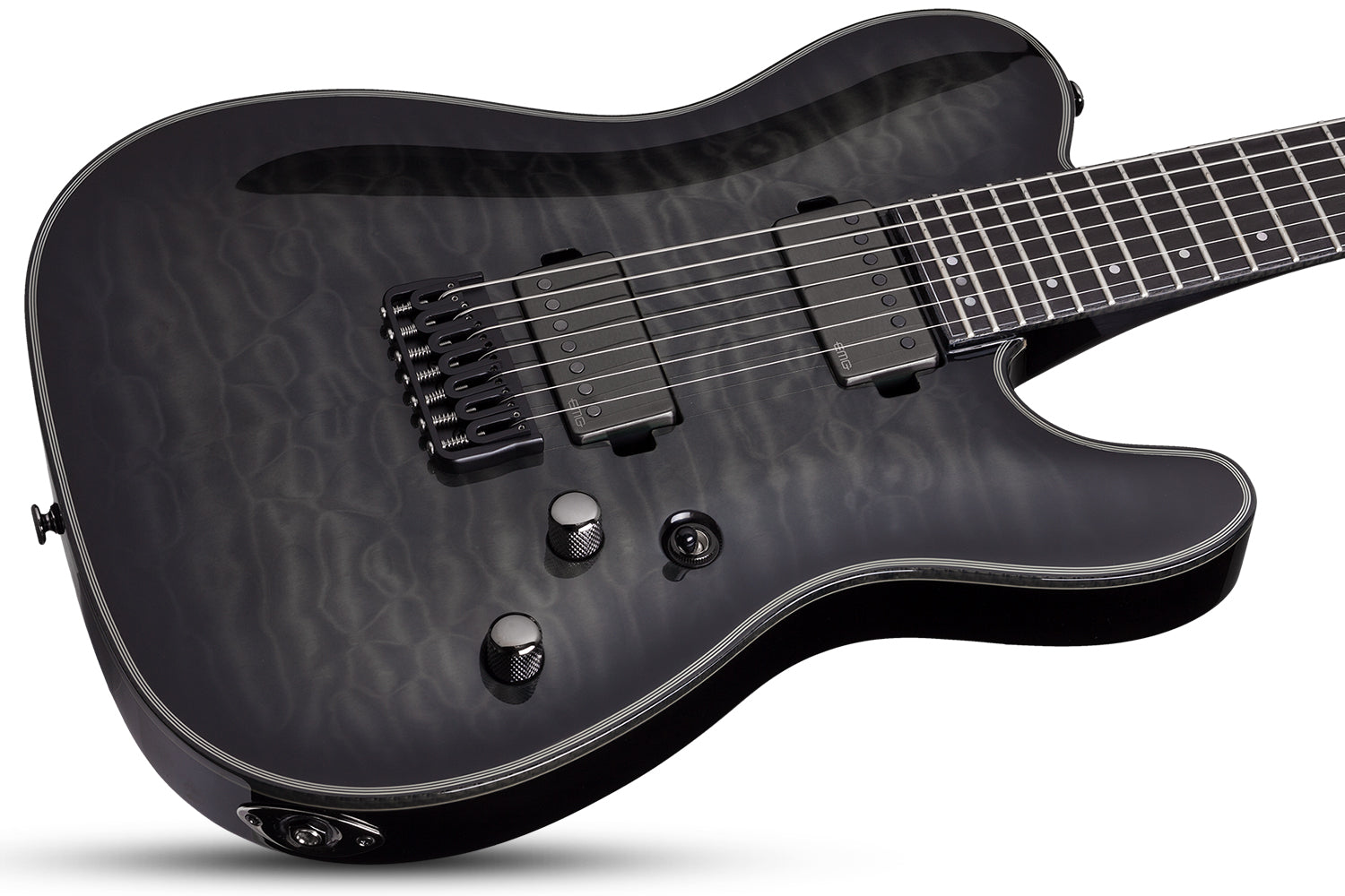 Schecter Hellraiser Hybrid PT-7 in Trans Black Burst TBB SKU 1935