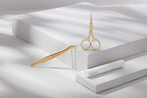 Velour Too Sharp Lash Scissors - Gold Stainless Steel - Small Hair Scissors  for Brows, False Lashes, and Facial Hair - Pointed and Sharp Tip Shape  Cutter - Portable Beauty Tool